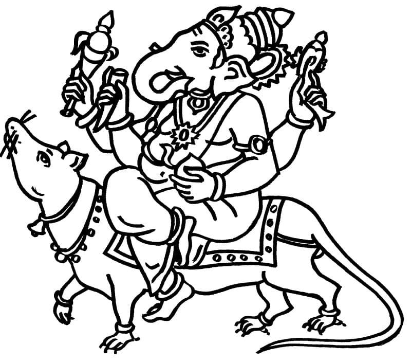 Çocuklar İçin  Ganesha Boyama Sayfaları 