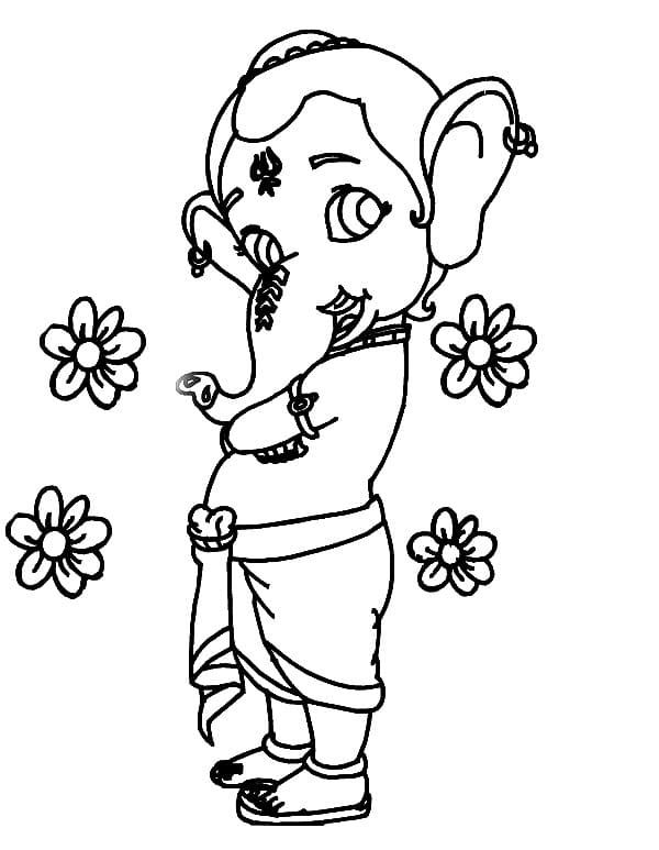 Çocuklar İçin  Ganesha Boyama Sayfaları 