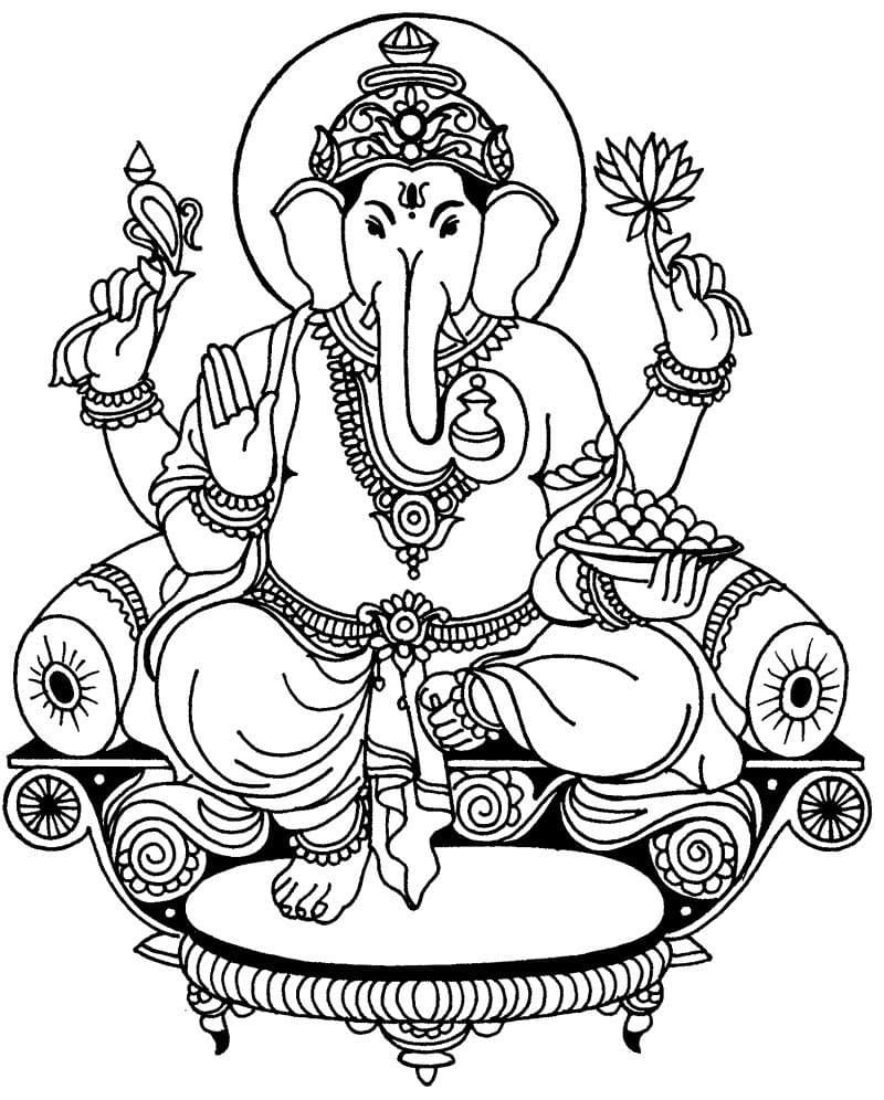 Çocuklar İçin  Ganesha Boyama Sayfaları 