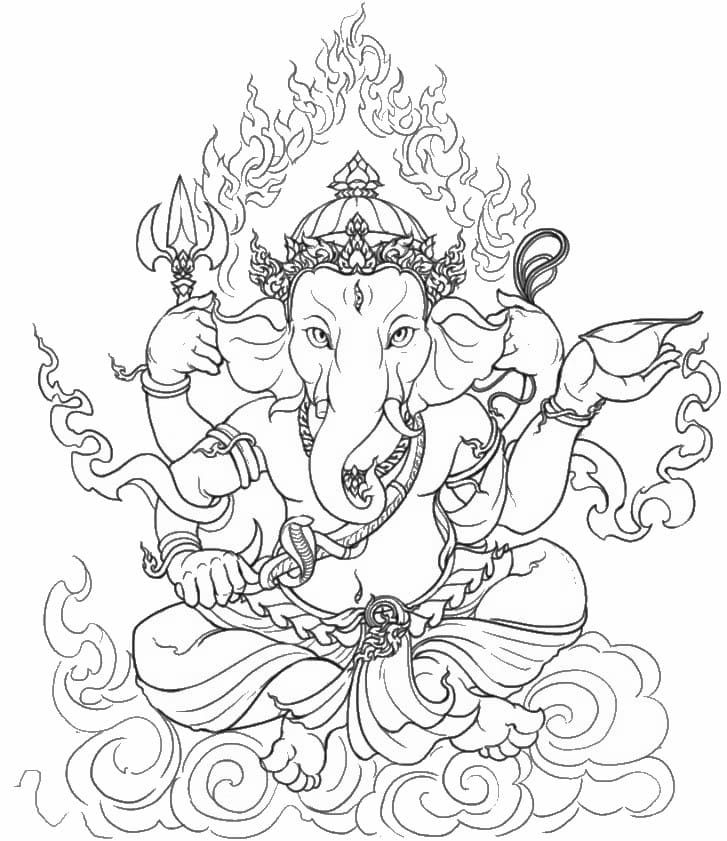 Çocuklar İçin  Ganesha Boyama Sayfaları 