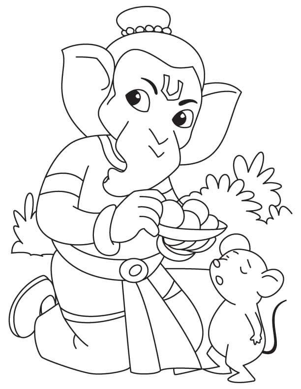 Çocuklar İçin  Ganesha Boyama Sayfaları 
