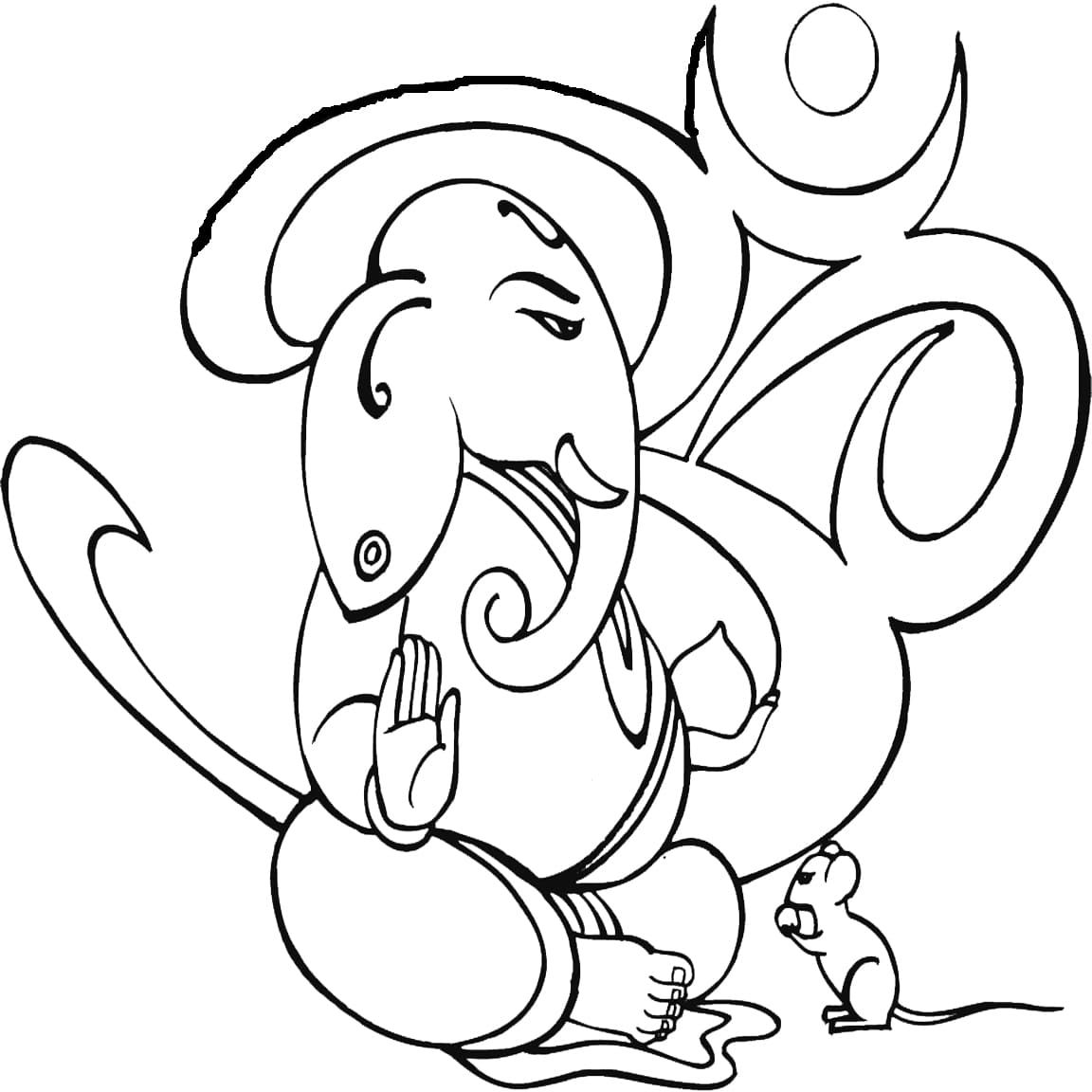 Çocuklar İçin  Ganesha Boyama Sayfaları 