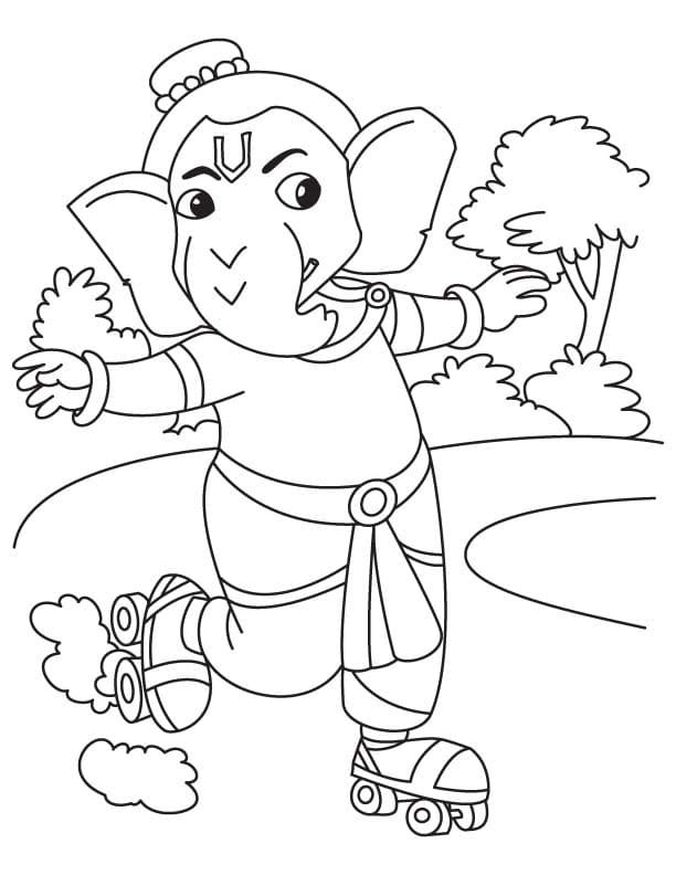 Çocuklar İçin  Ganesha Boyama Sayfaları 