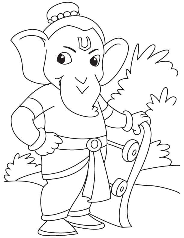 Çocuklar İçin  Ganesha Boyama Sayfaları 