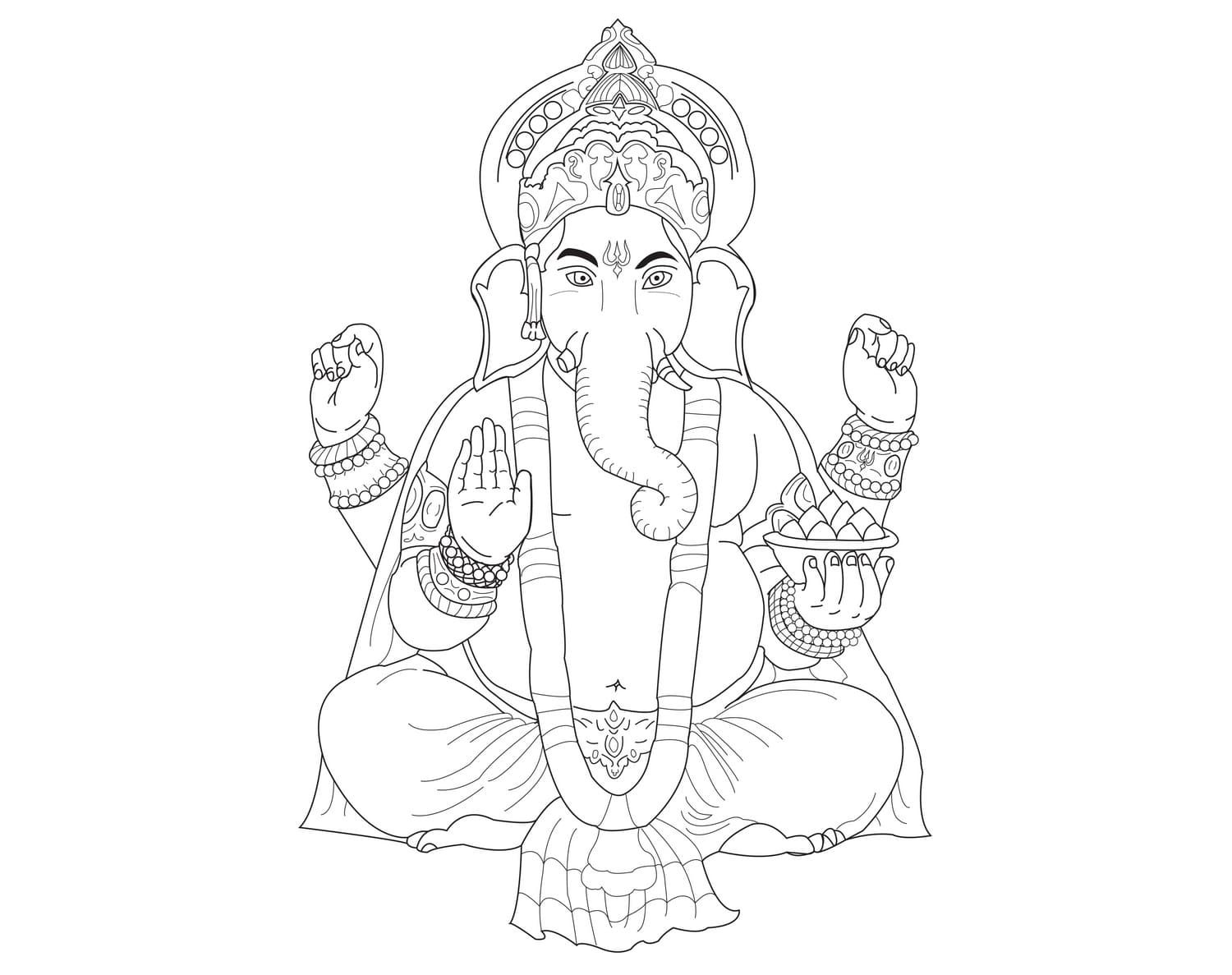 Çocuklar İçin  Ganesha Boyama Sayfaları 
