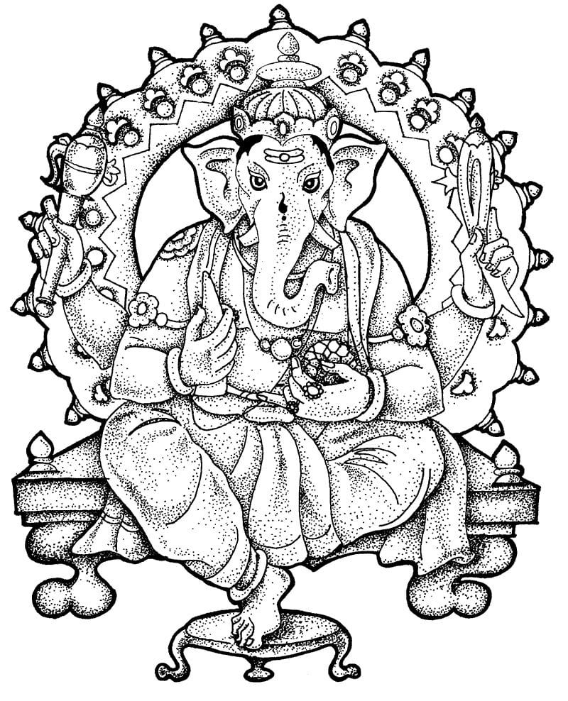 Çocuklar İçin  Ganesha Boyama Sayfaları 