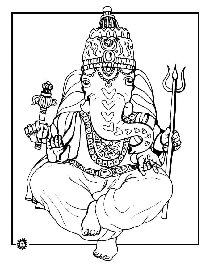 Çocuklar İçin  Ganesha Boyama Sayfaları 