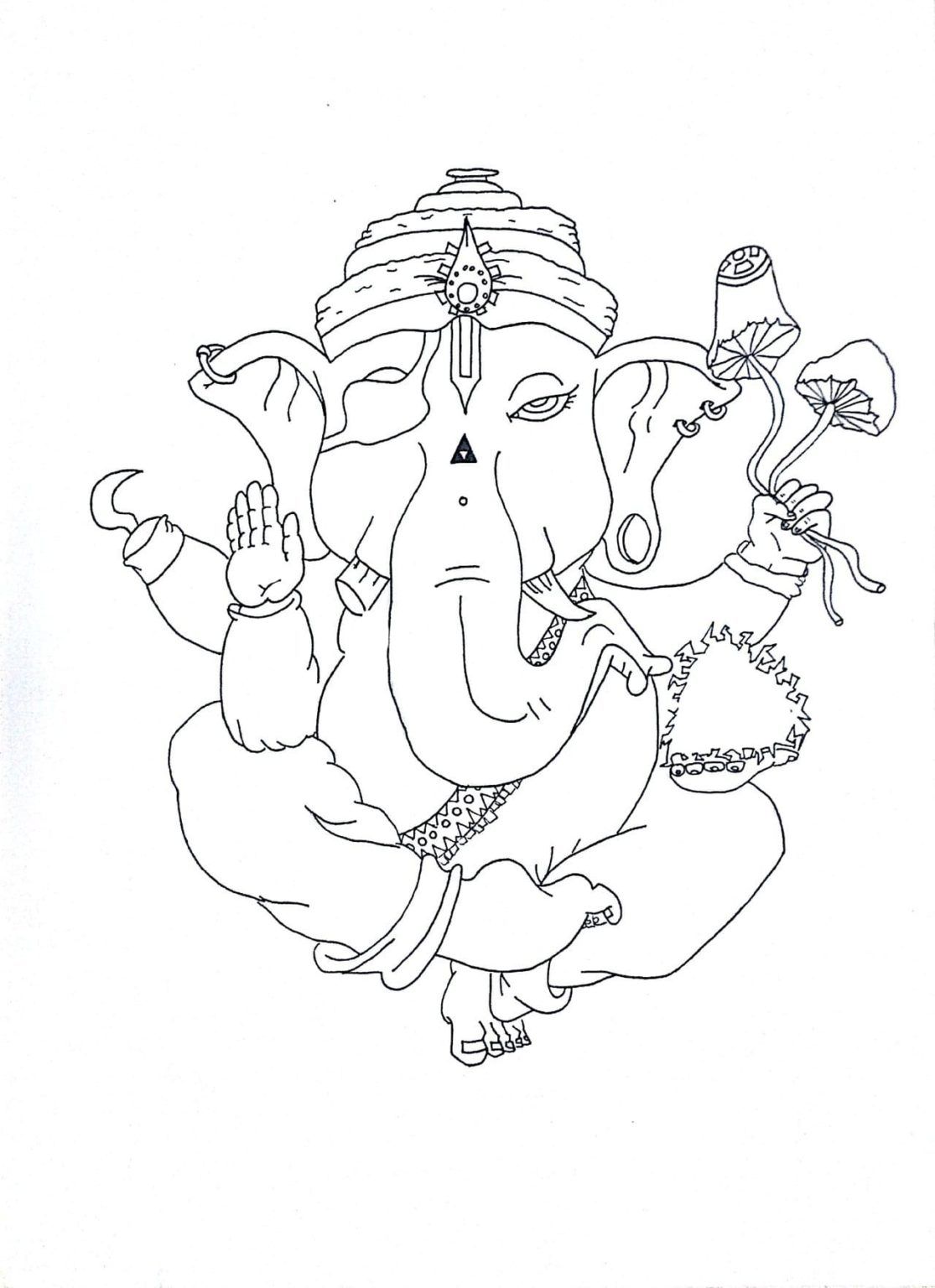 Çocuklar İçin  Ganesha Boyama Sayfaları 