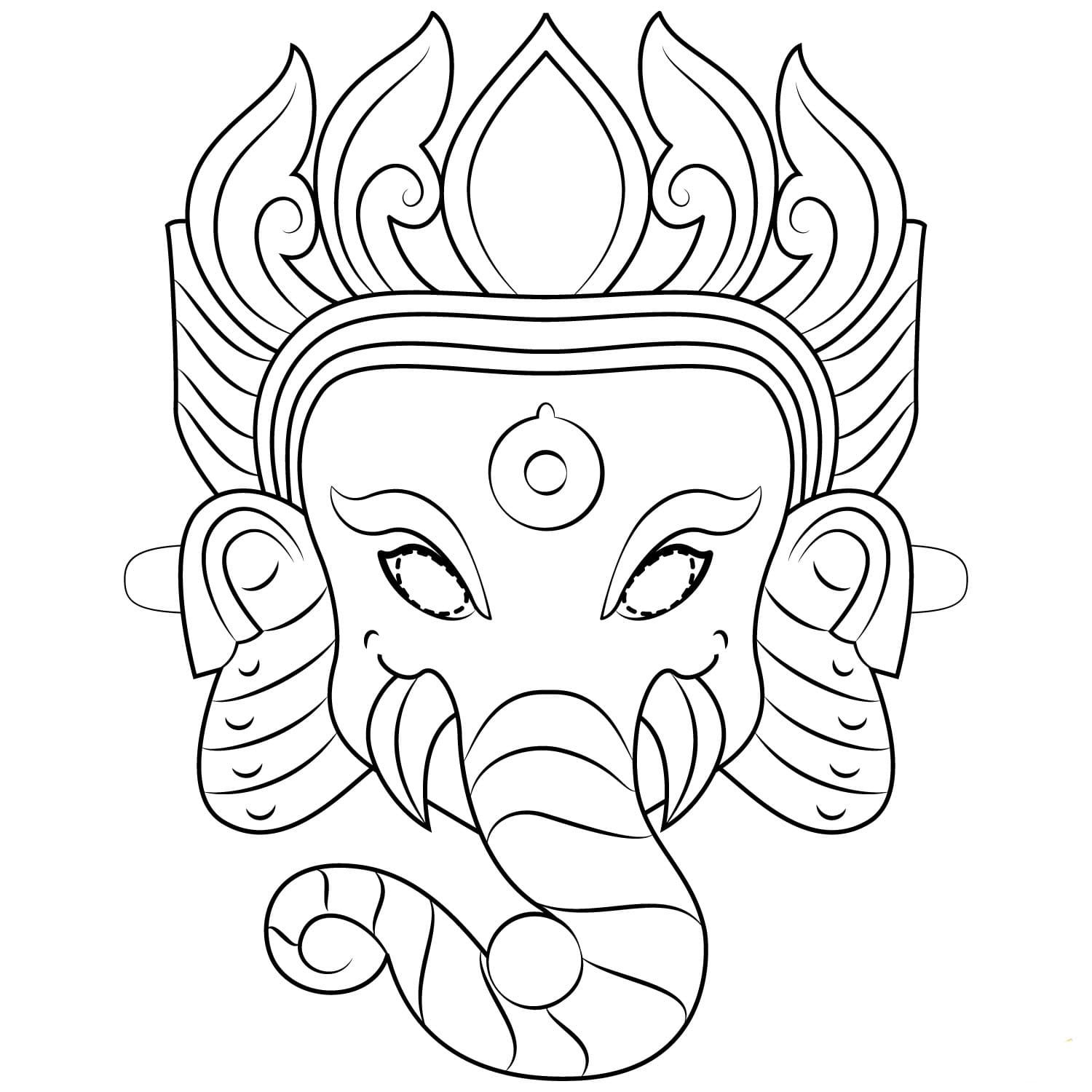 Çocuklar İçin  Ganesha Boyama Sayfaları 
