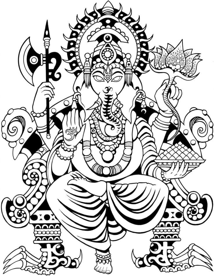 Çocuklar İçin  Ganesha Boyama Sayfaları 