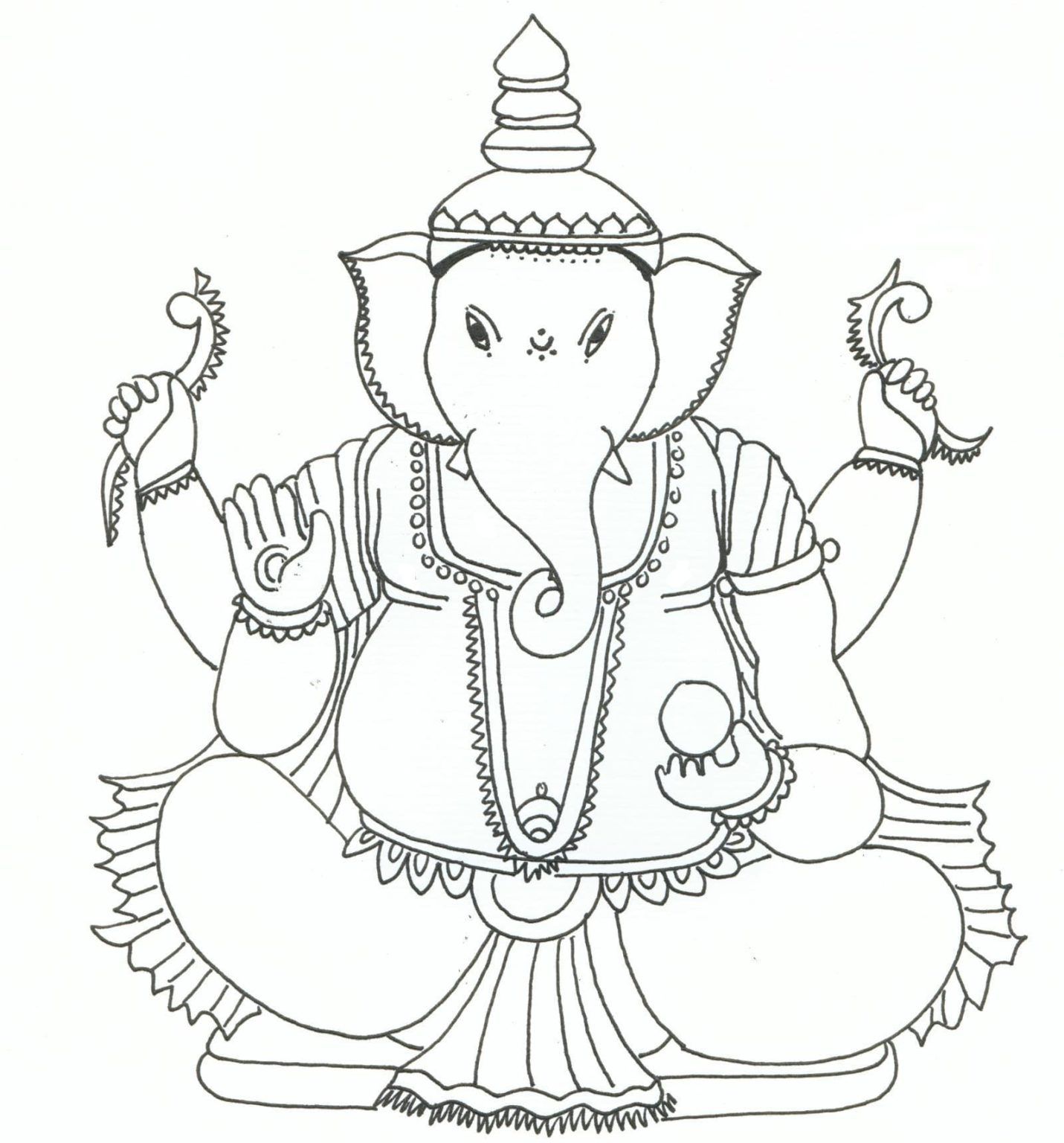 Çocuklar İçin  Ganesha Boyama Sayfaları 