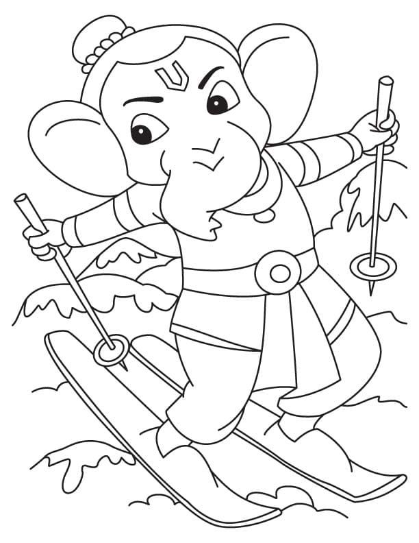 Çocuklar İçin  Ganesha Boyama Sayfaları 