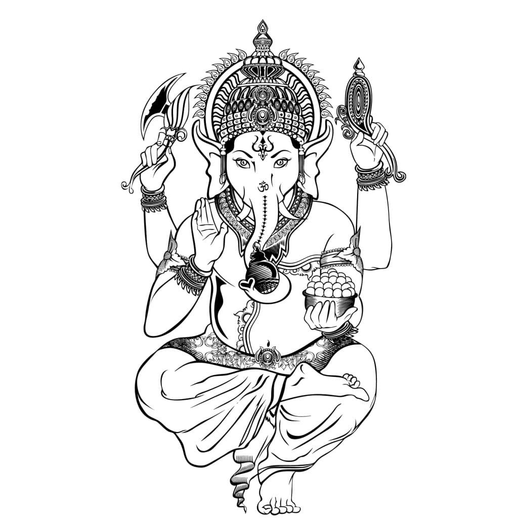 Çocuklar İçin  Ganesha Boyama Sayfaları 