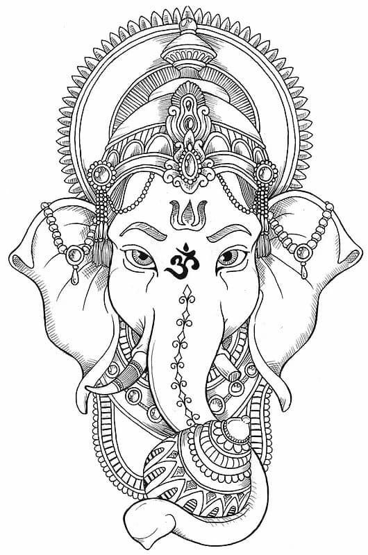 Çocuklar İçin  Ganesha Boyama Sayfaları 