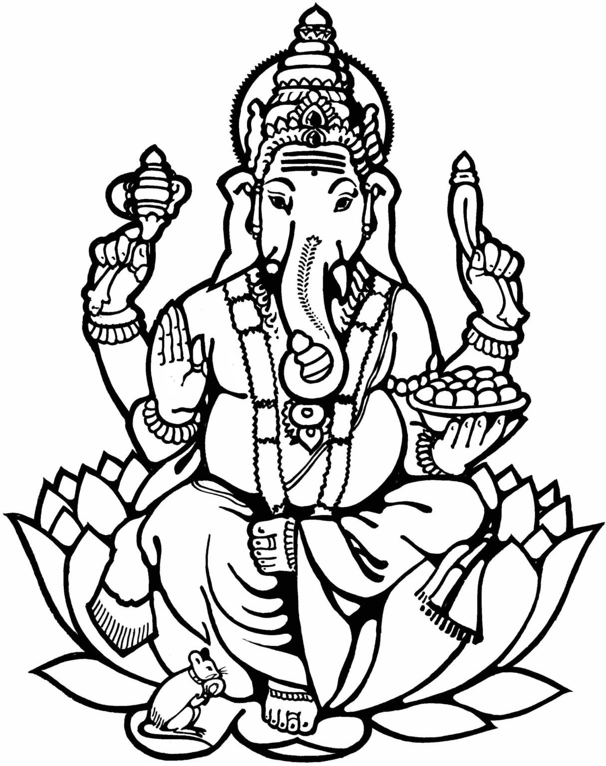 Çocuklar İçin  Ganesha Boyama Sayfaları 