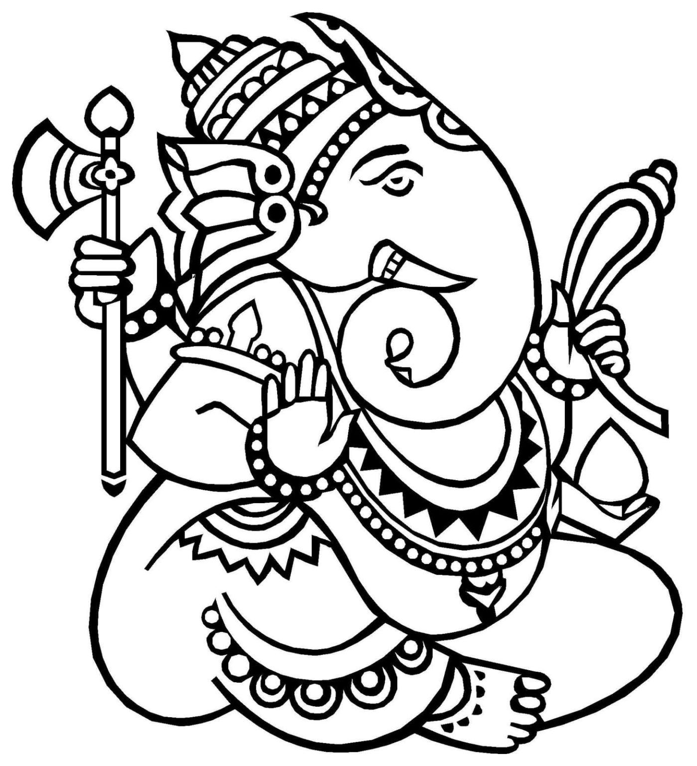 Çocuklar İçin  Ganesha Boyama Sayfaları 