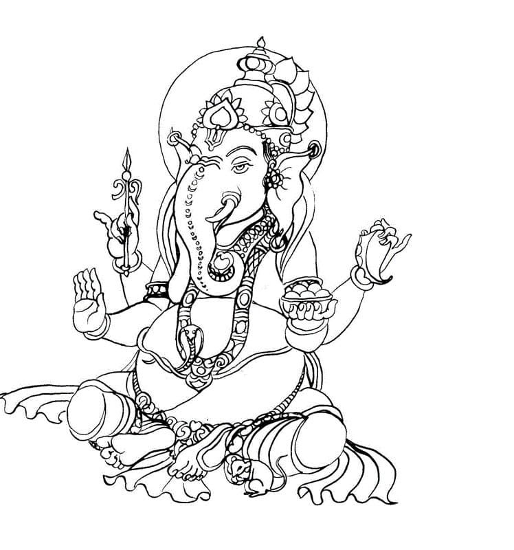 Çocuklar İçin  Ganesha Boyama Sayfaları 