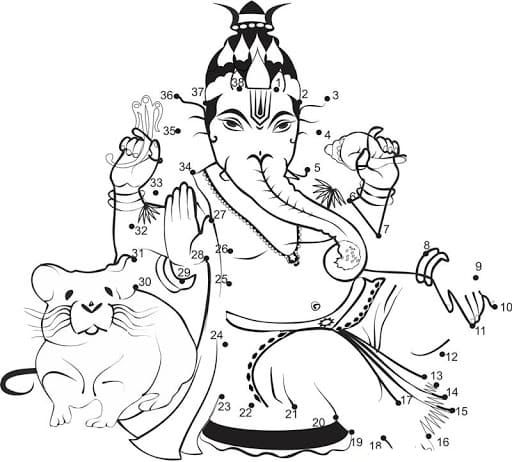 Çocuklar İçin  Ganesha Boyama Sayfaları 