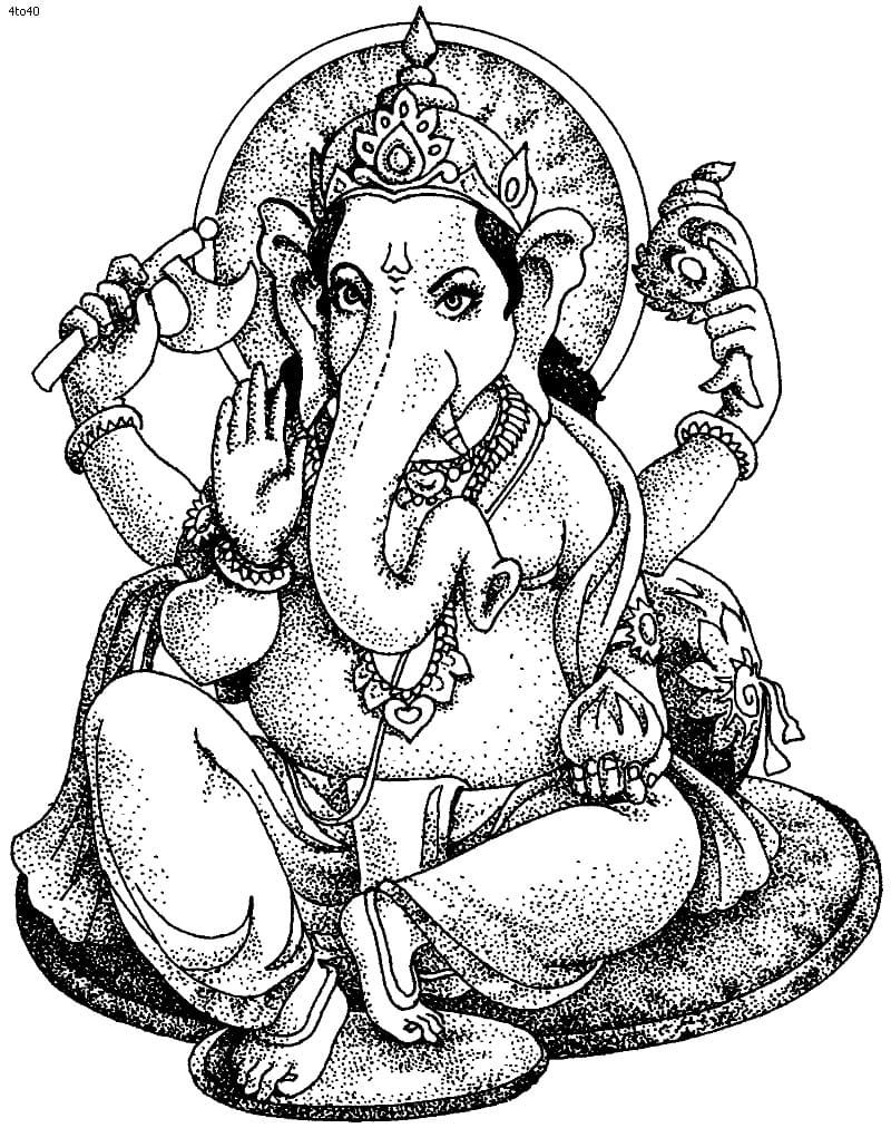 Çocuklar İçin  Ganesha Boyama Sayfaları 