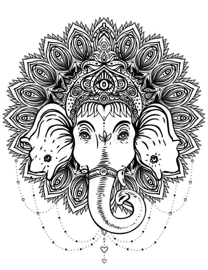 Çocuklar İçin  Ganesha Boyama Sayfaları 