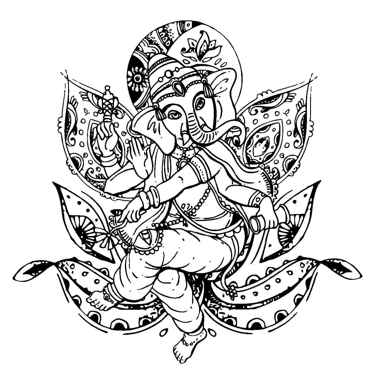 Çocuklar İçin  Ganesha Boyama Sayfaları 