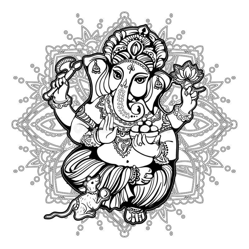 Çocuklar İçin  Ganesha Boyama Sayfaları 
