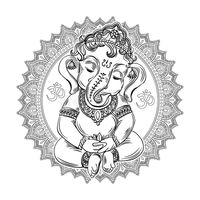 Çocuklar İçin  Ganesha Boyama Sayfaları 