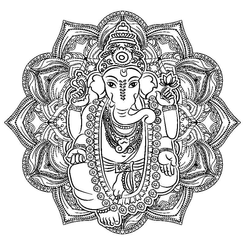 Çocuklar İçin  Ganesha Boyama Sayfaları 