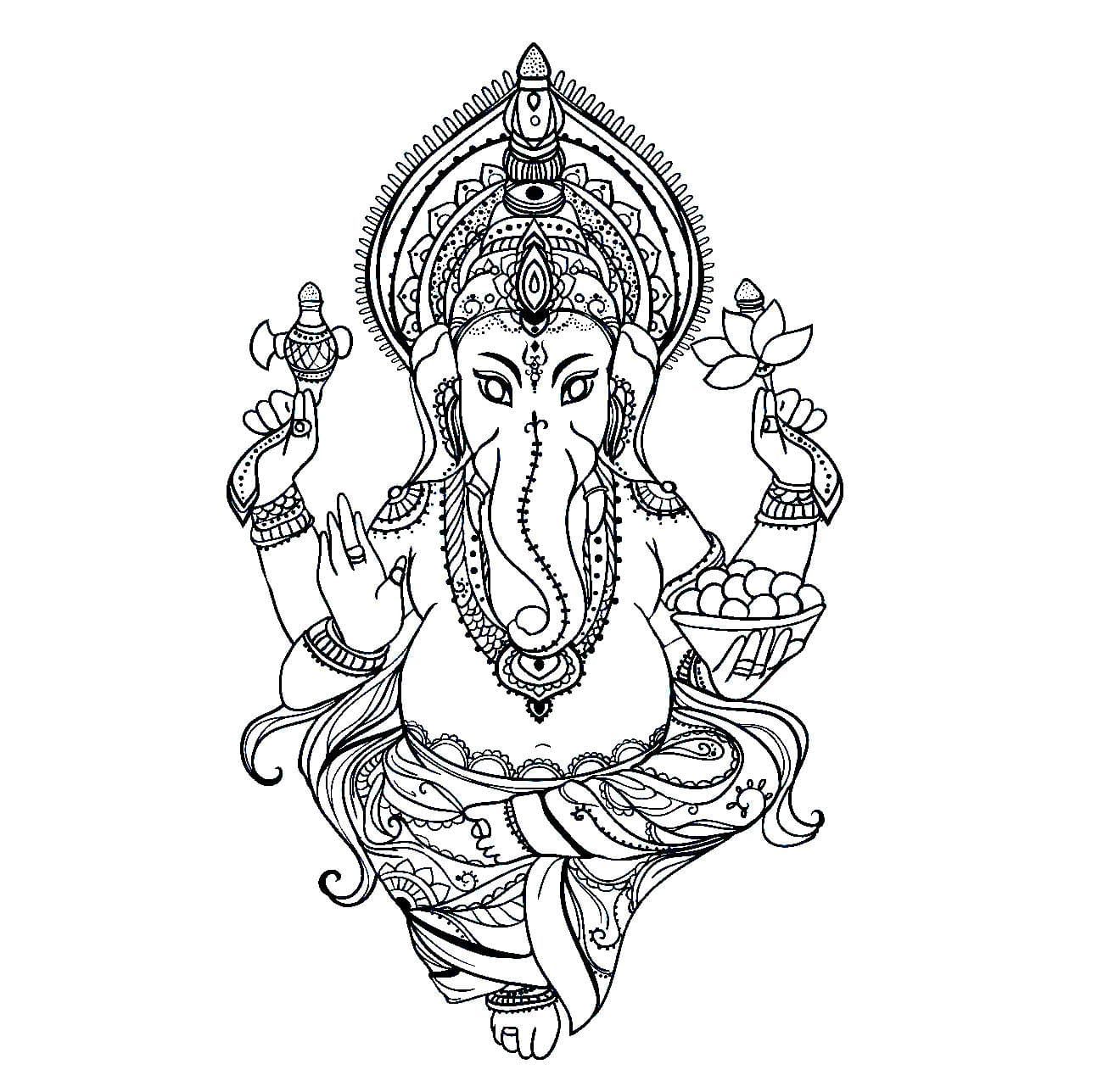 Çocuklar İçin  Ganesha Boyama Sayfaları 