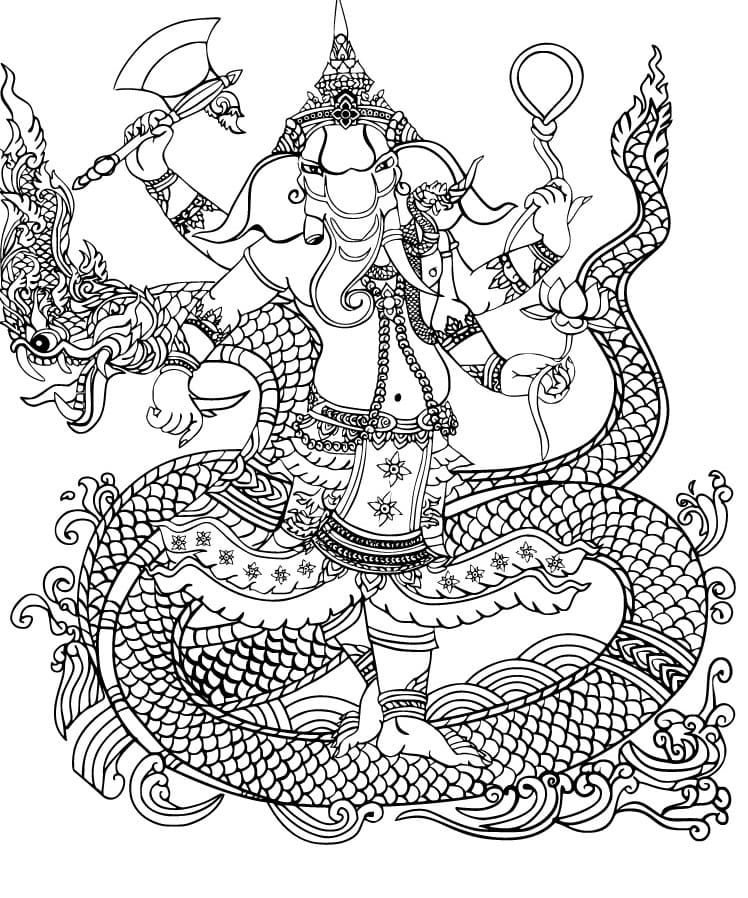 Çocuklar İçin  Ganesha Boyama Sayfaları 