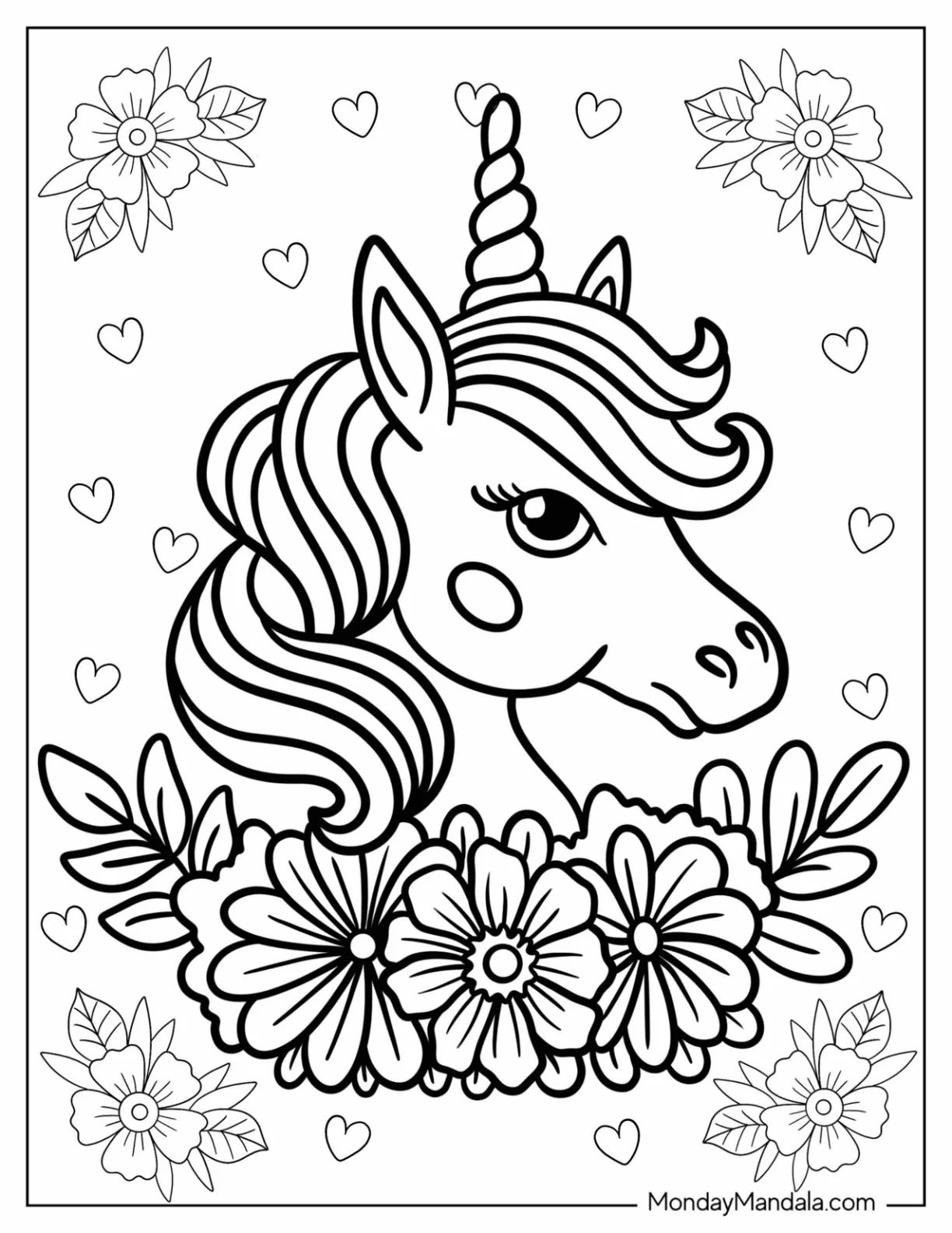 Çocuklar İçin  Unicorn Boyama Sayfaları 