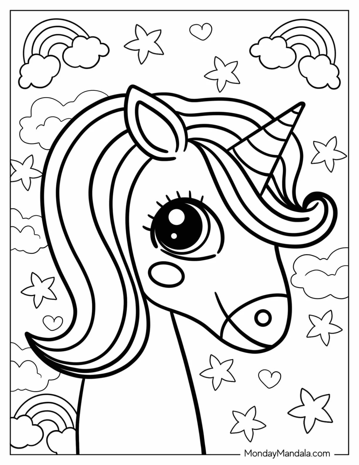 Çocuklar İçin  Unicorn Boyama Sayfaları 