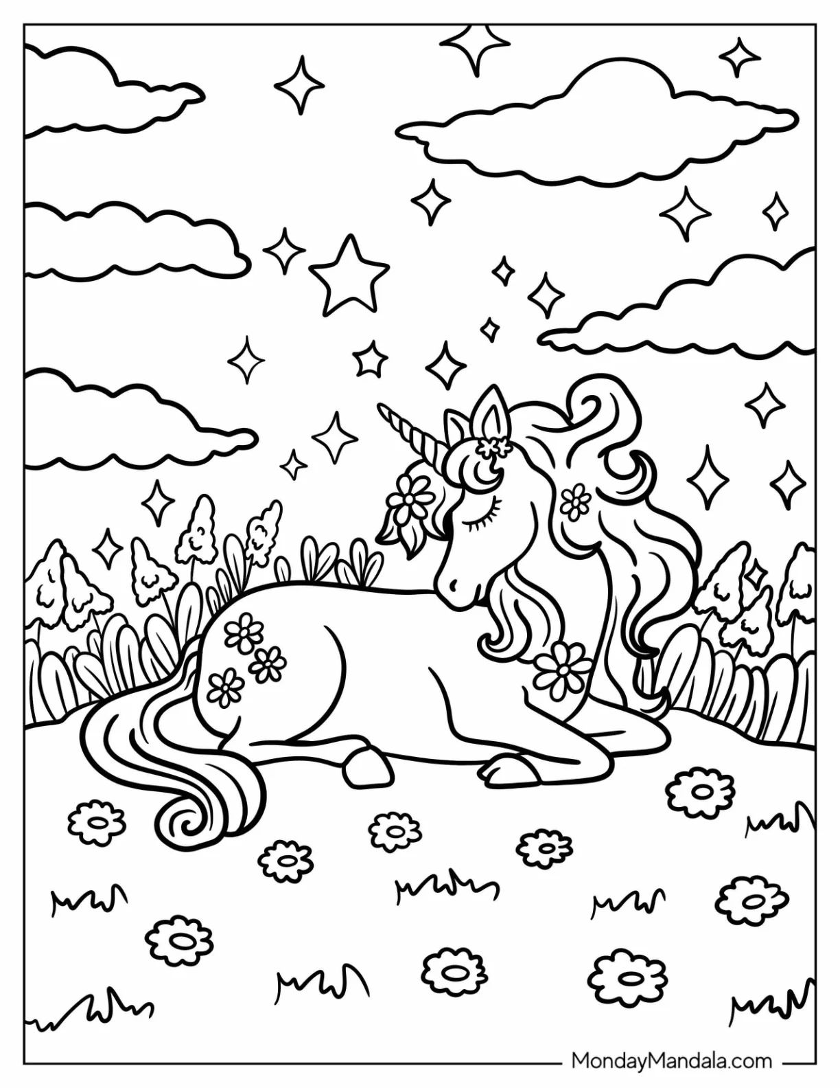 Çocuklar İçin  Unicorn Boyama Sayfaları 