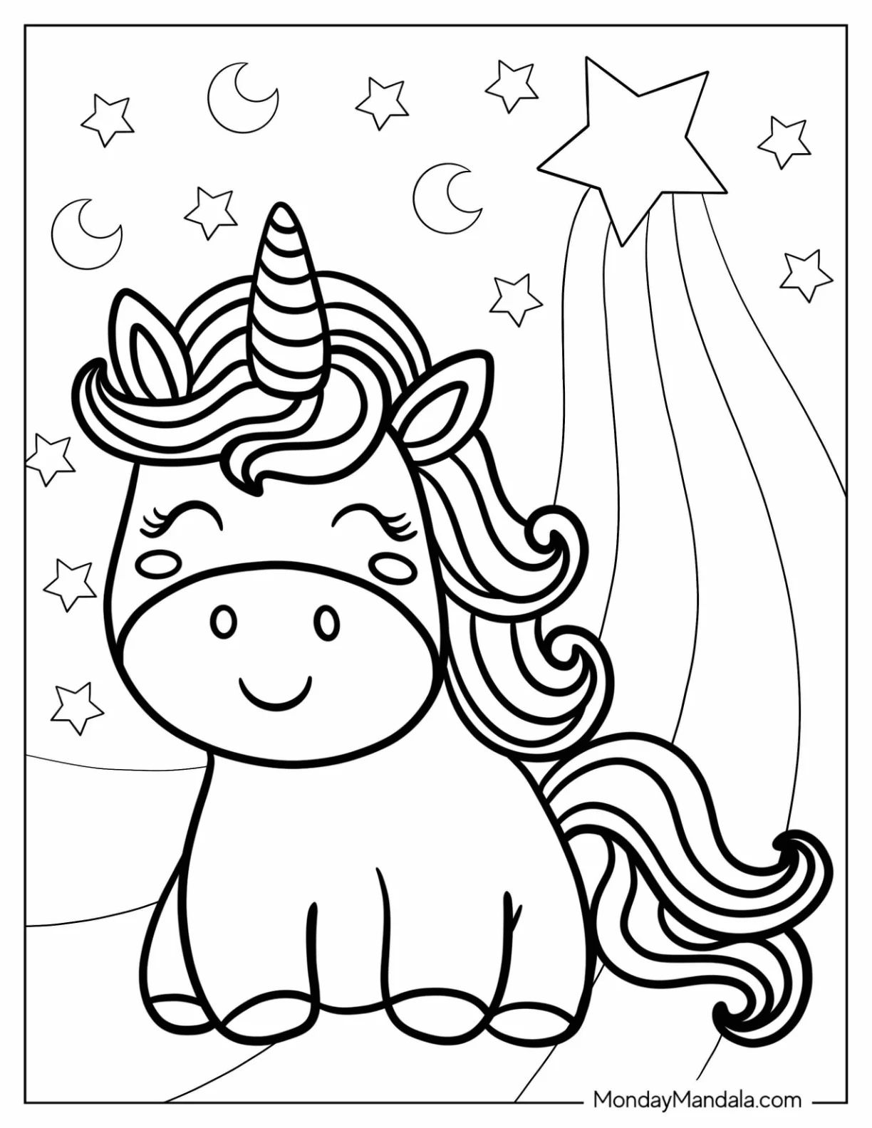 Çocuklar İçin  Unicorn Boyama Sayfaları 
