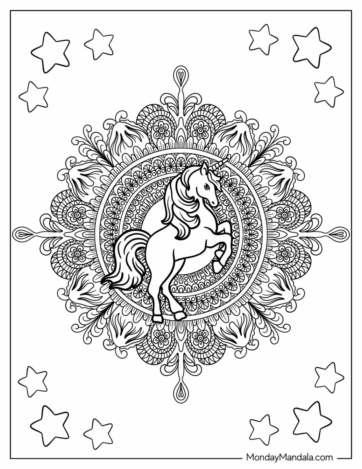 Çocuklar İçin  Unicorn Boyama Sayfaları 