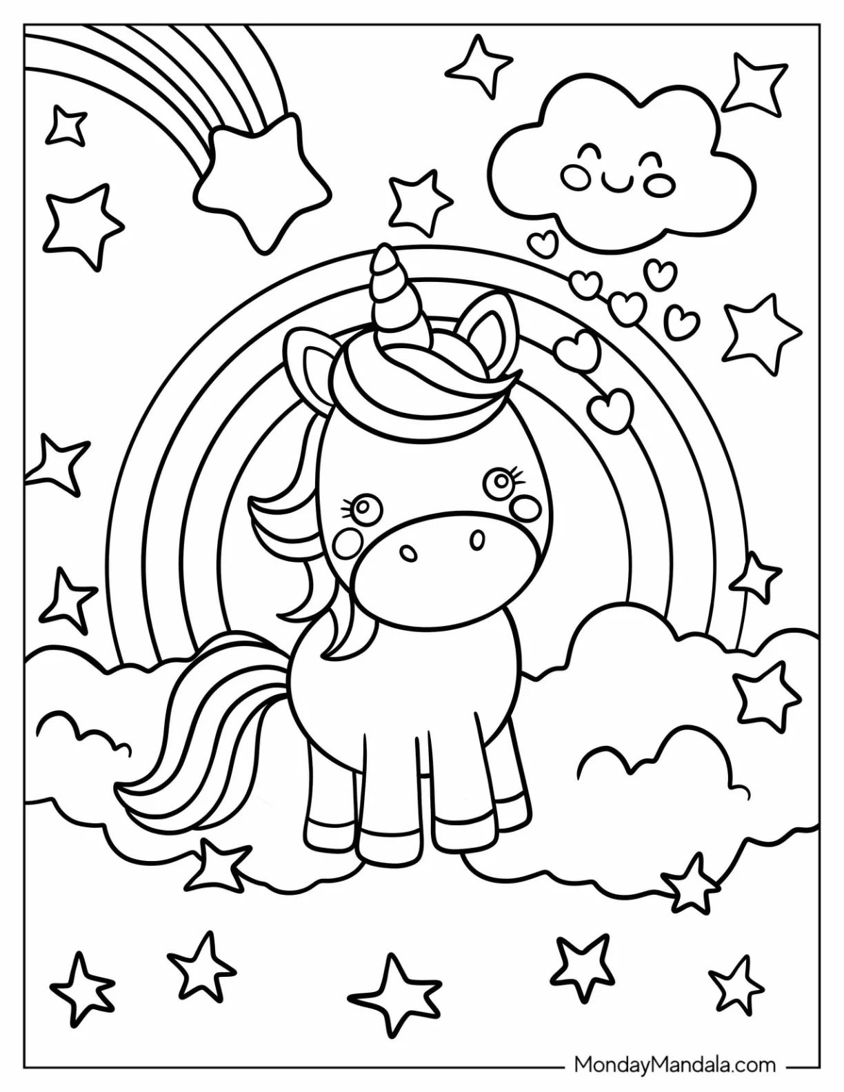 Çocuklar İçin  Unicorn Boyama Sayfaları 