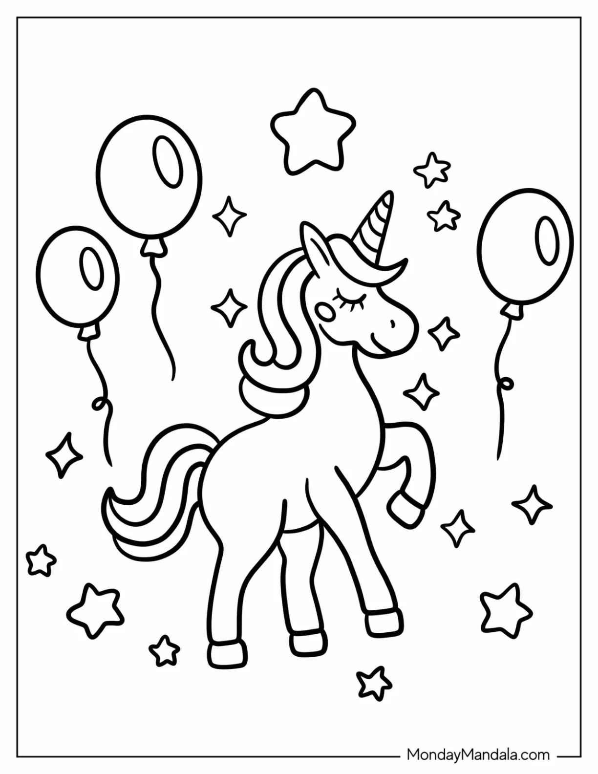 Çocuklar İçin  Unicorn Boyama Sayfaları 