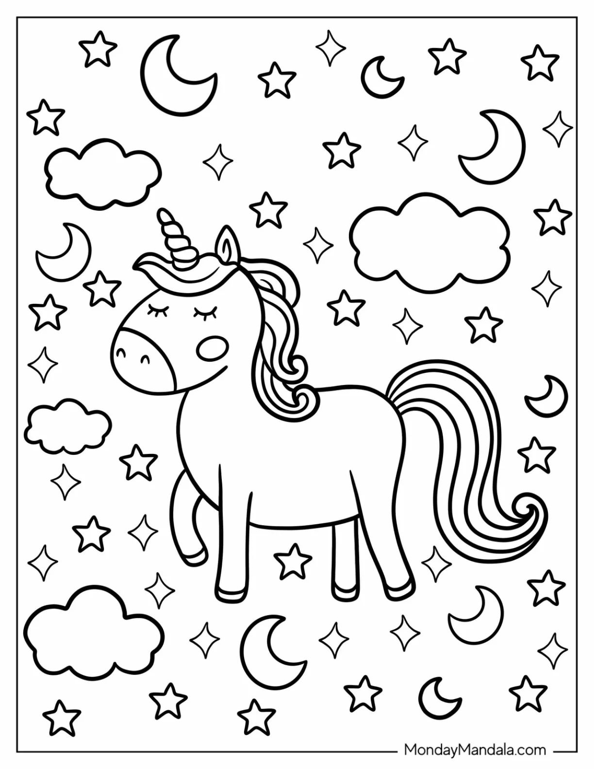 Çocuklar İçin  Unicorn Boyama Sayfaları 