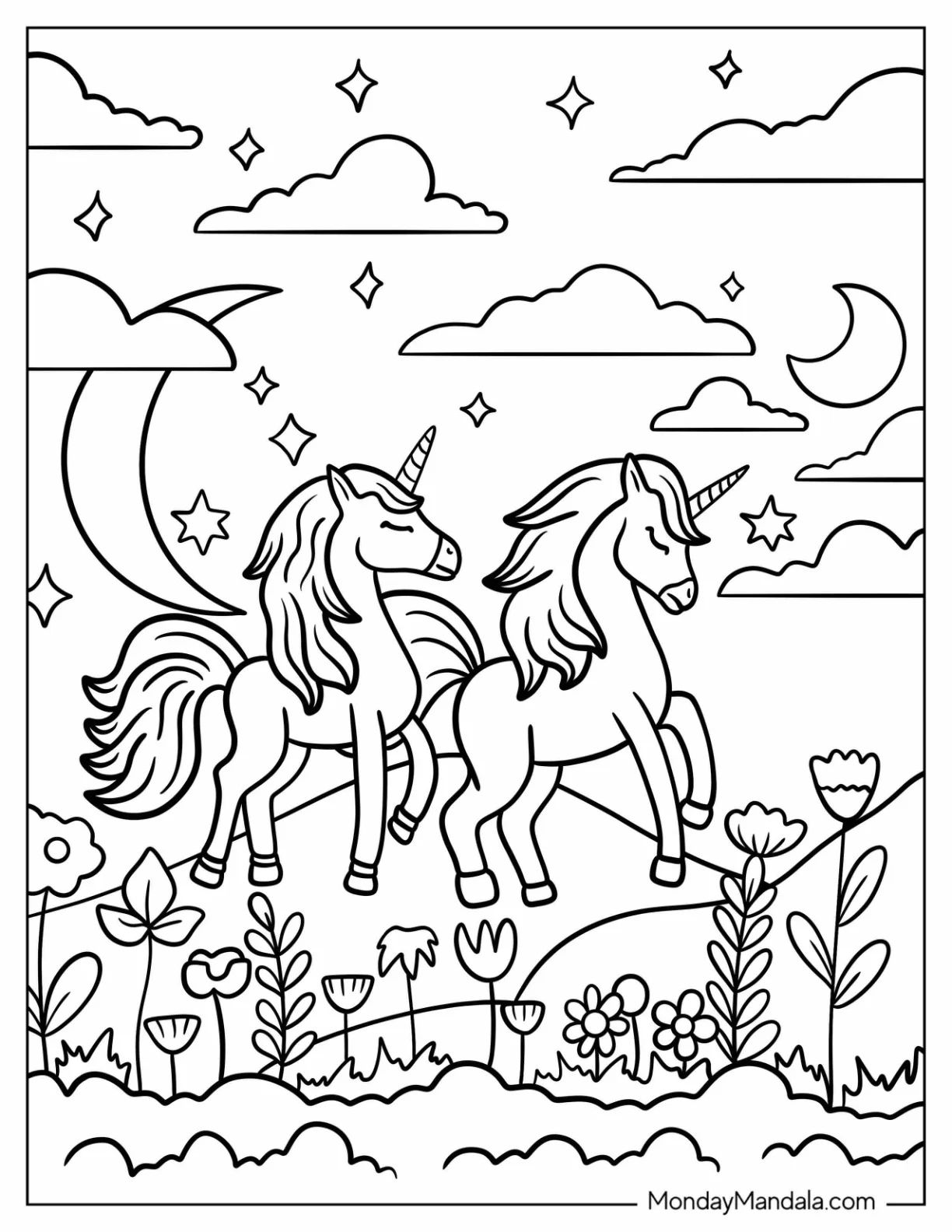 Çocuklar İçin  Unicorn Boyama Sayfaları 