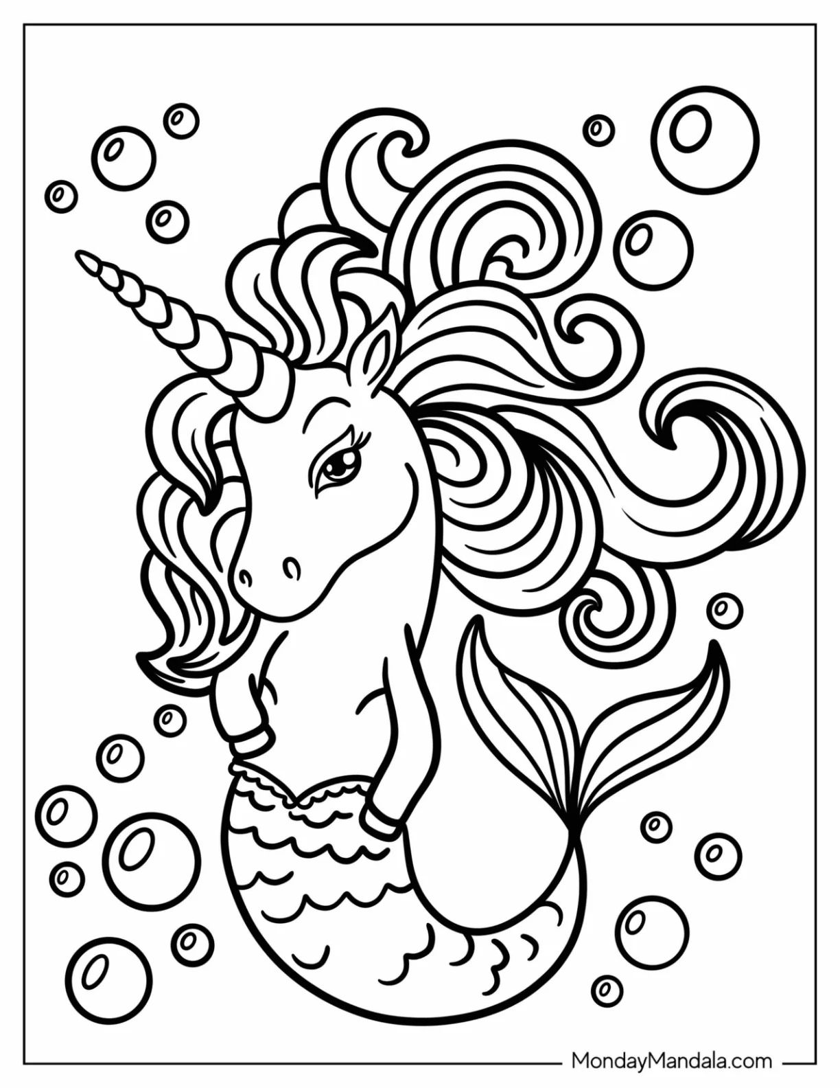 Çocuklar İçin  Unicorn Boyama Sayfaları 