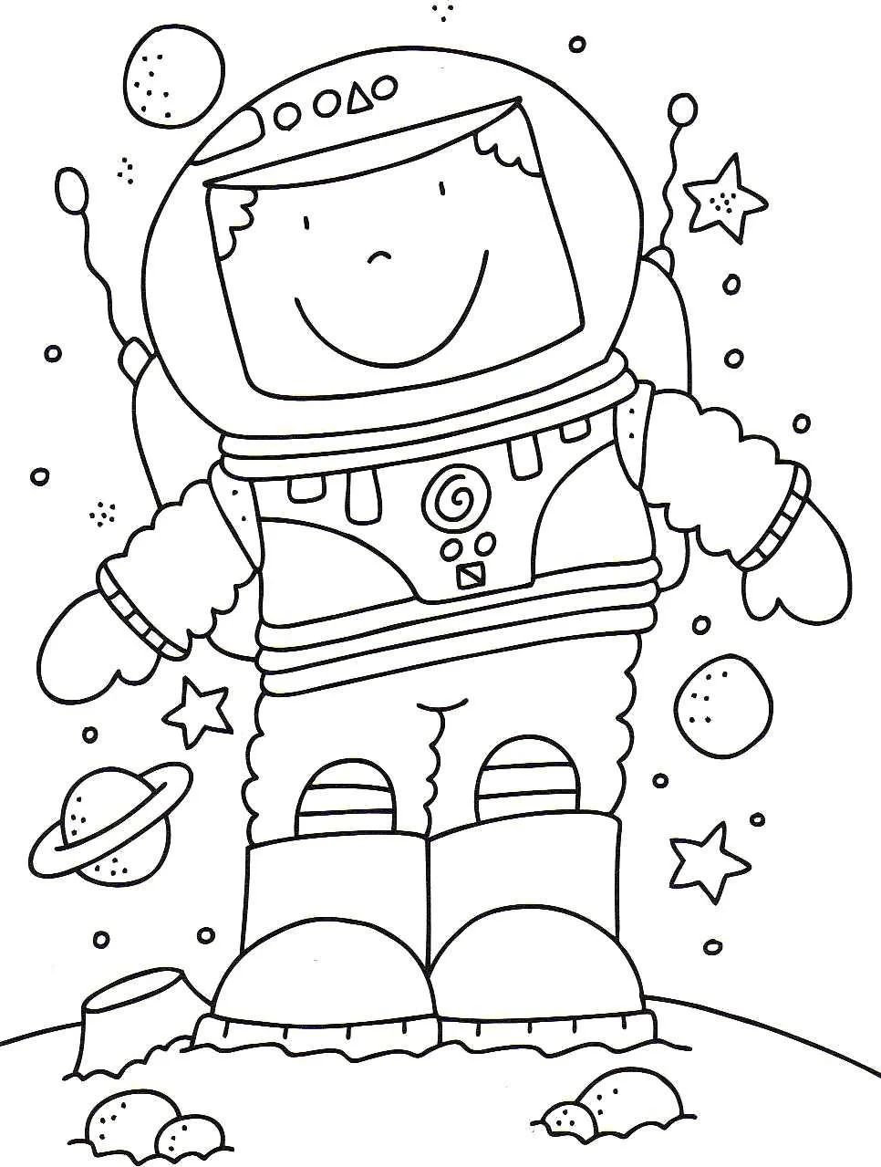 Çocuklar İçin  Astronot Boyama Sayfaları 