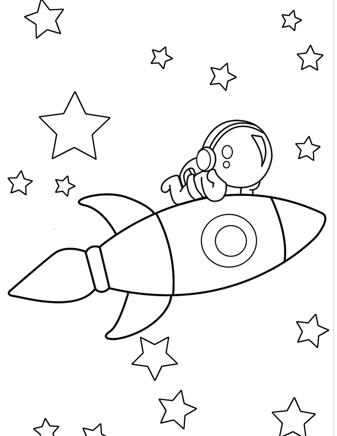 Çocuklar İçin  Astronot Boyama Sayfaları 