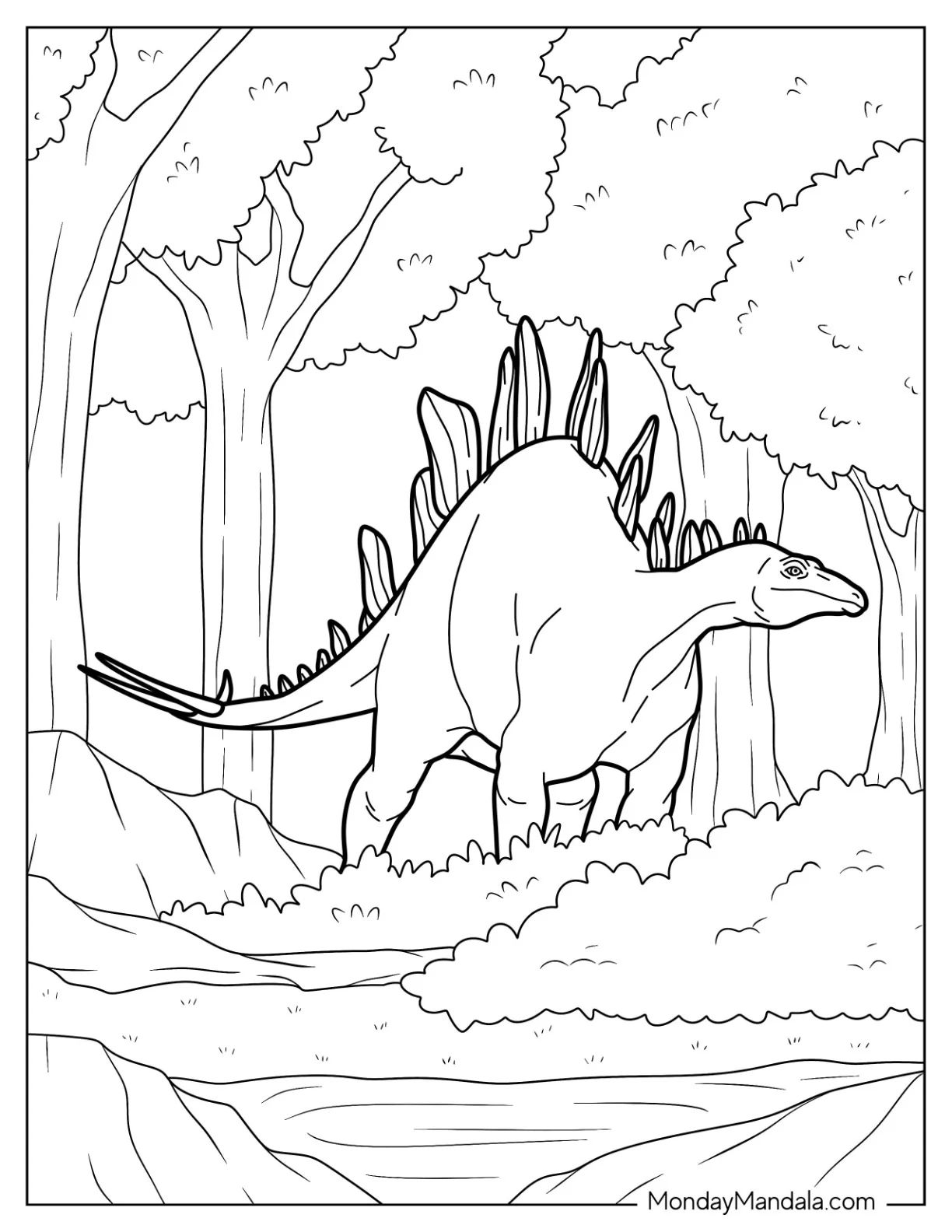 Çocuklar İçin Stegosaurus Boyama Sayfaları 