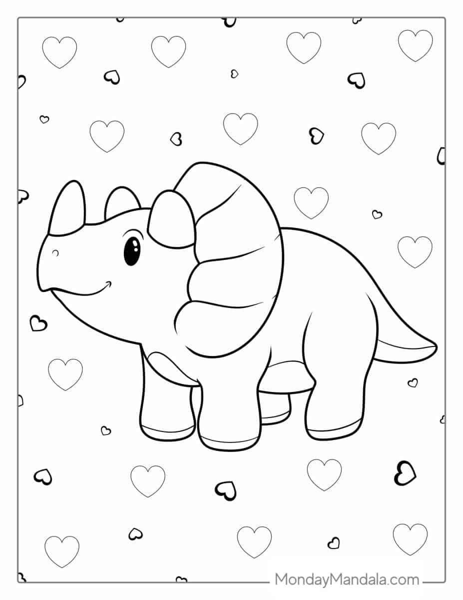 Çocuklar İçin Triceratops Boyama Sayfaları 