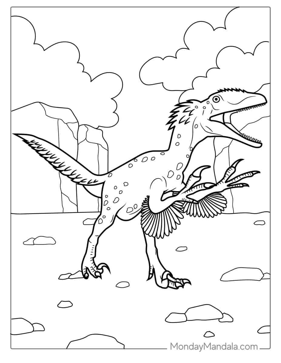 Çocuklar İçin Velociraptor Boyama Sayfaları 