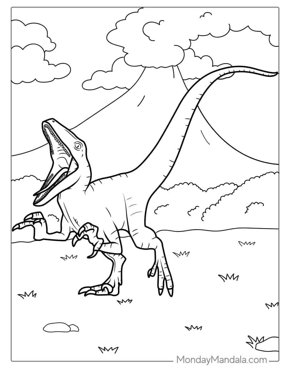 Çocuklar İçin Velociraptor Boyama Sayfaları 