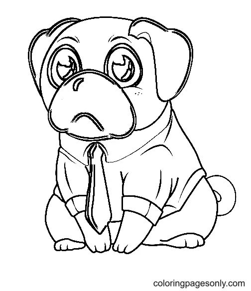 Çocuklar İçin Pug Boyama Sayfaları 