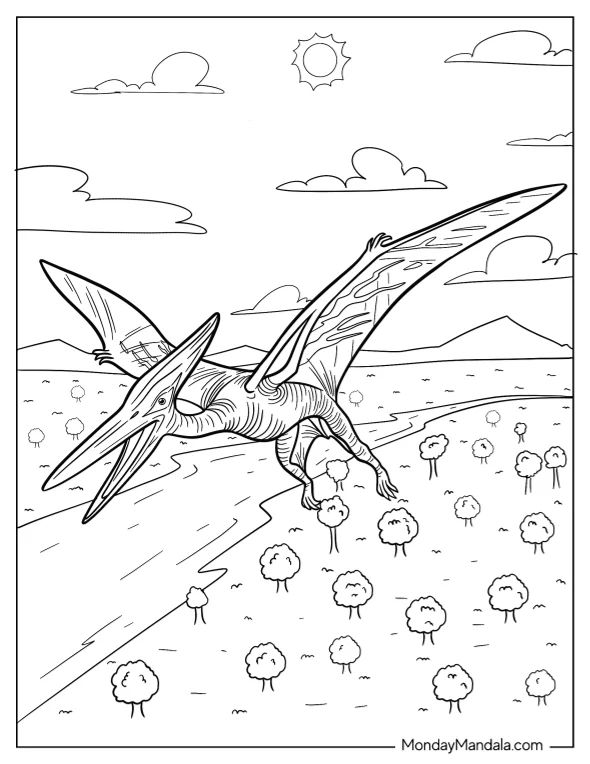 Çocuklar İçin Pterodactyl Boyama Sayfaları 