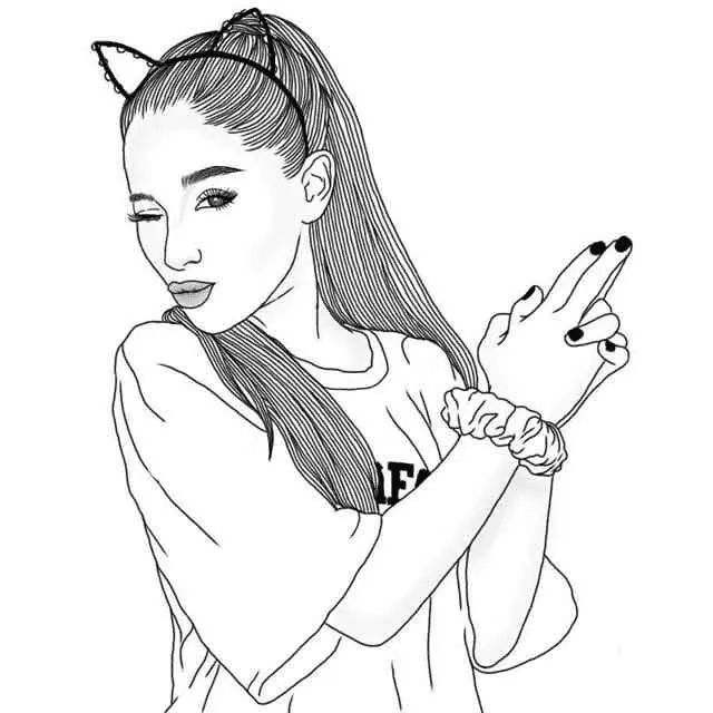 Çocuklar İçin  Ünlüler Ariana-Grande Boyama Sayfaları 