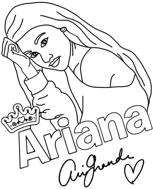 Çocuklar İçin  Ünlüler Ariana-Grande Boyama Sayfaları 